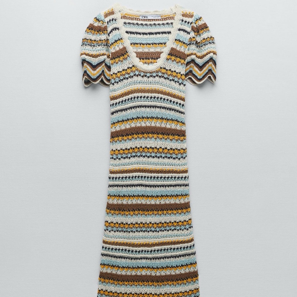 Zara Multicolor Striped Knit Midi Dress